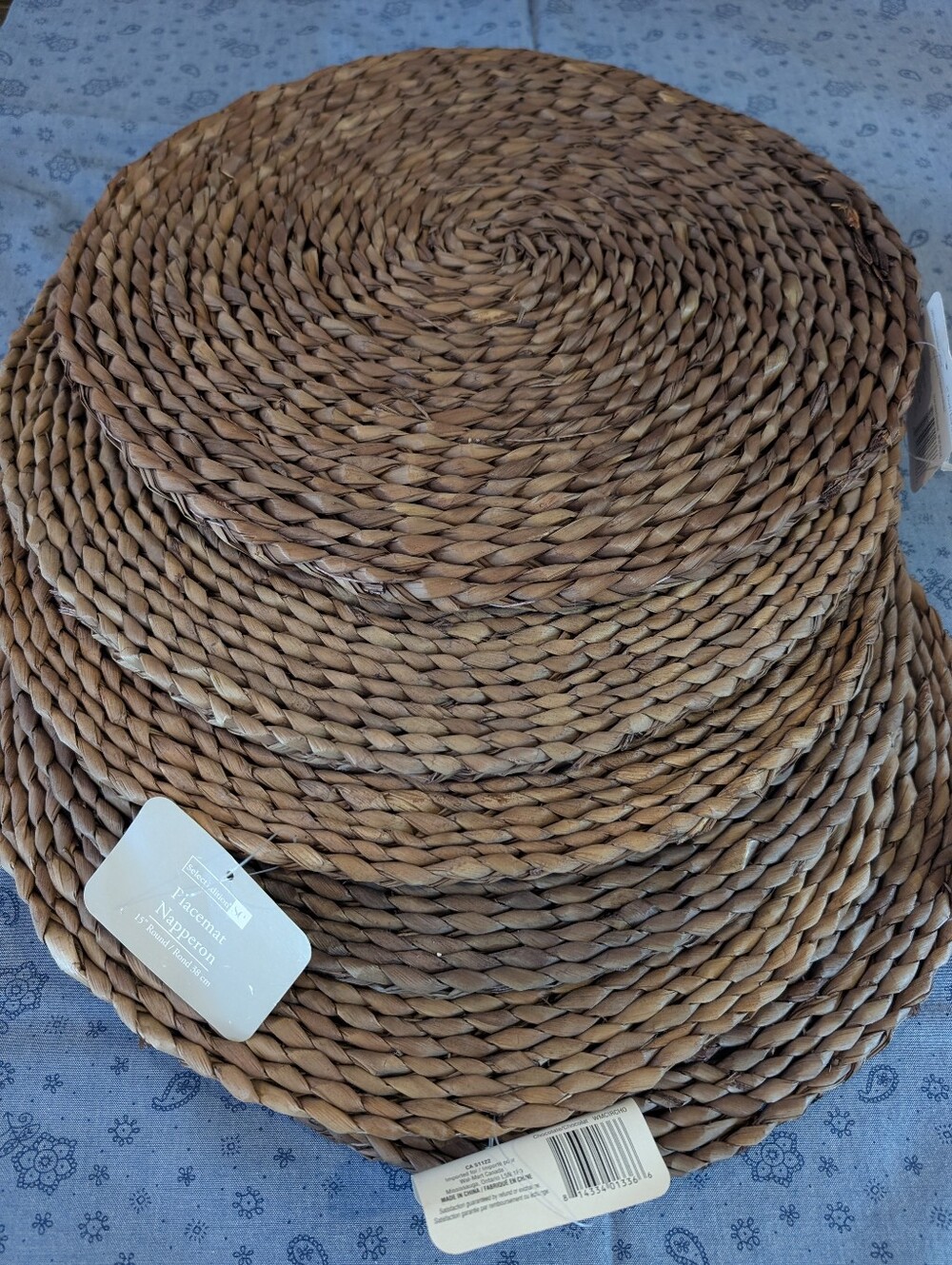 Round Woven Seagrass Charger Plate - Natural Brown Set Of 6